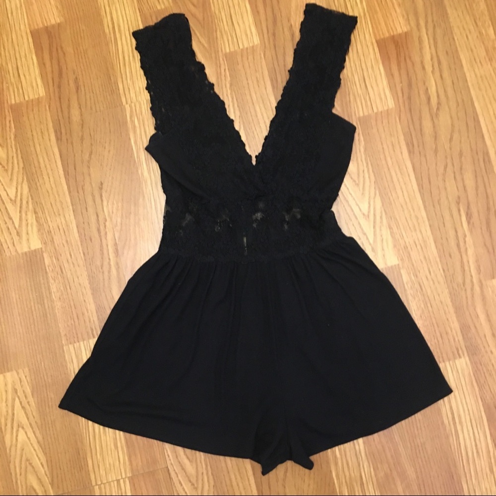 Lace tank romper